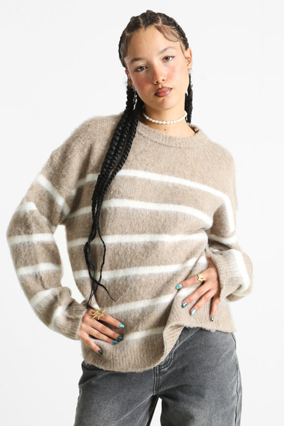 Oversize hairy knit sweater - taupe