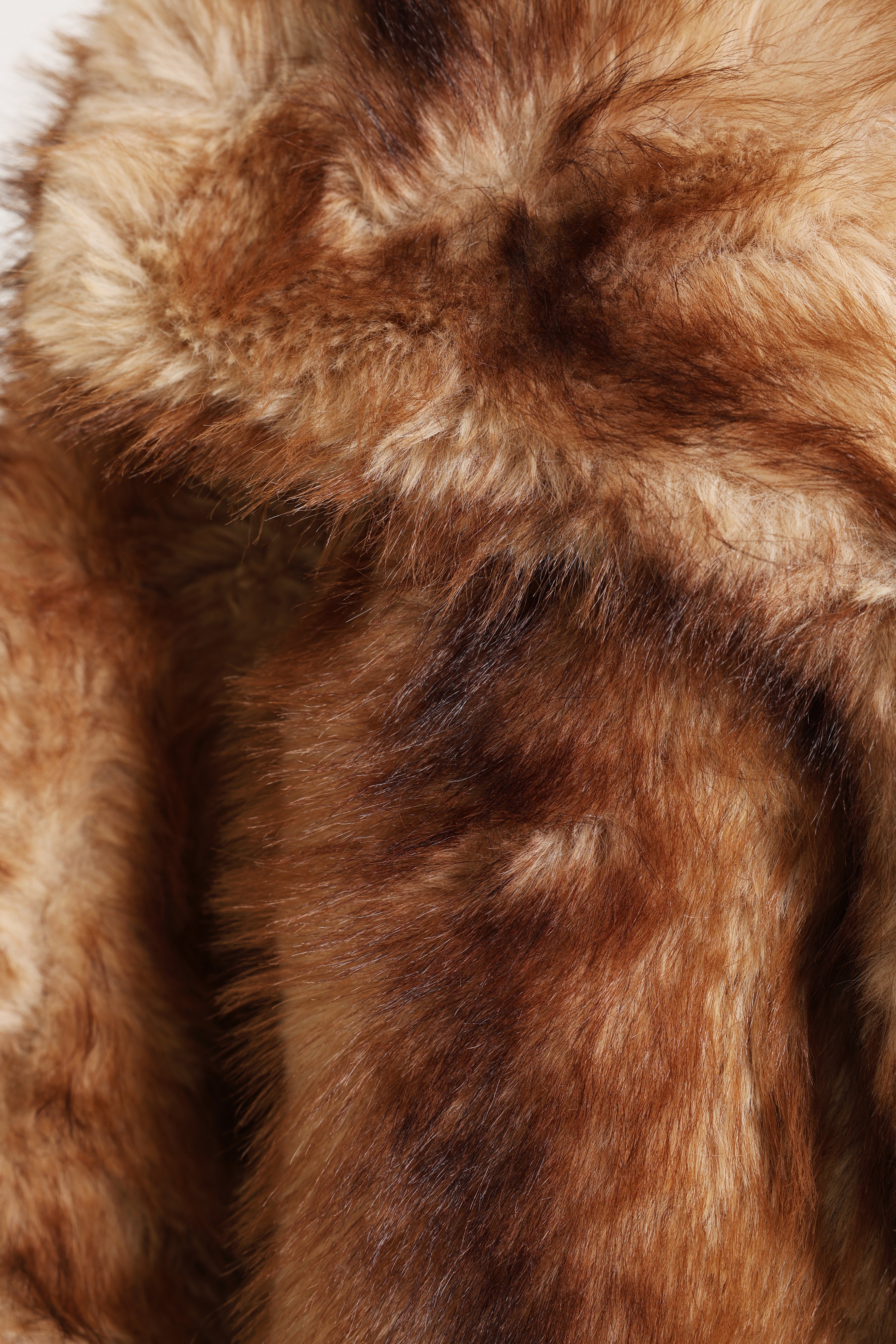 Crop Kunstpelzmantel - Beige + Brown
