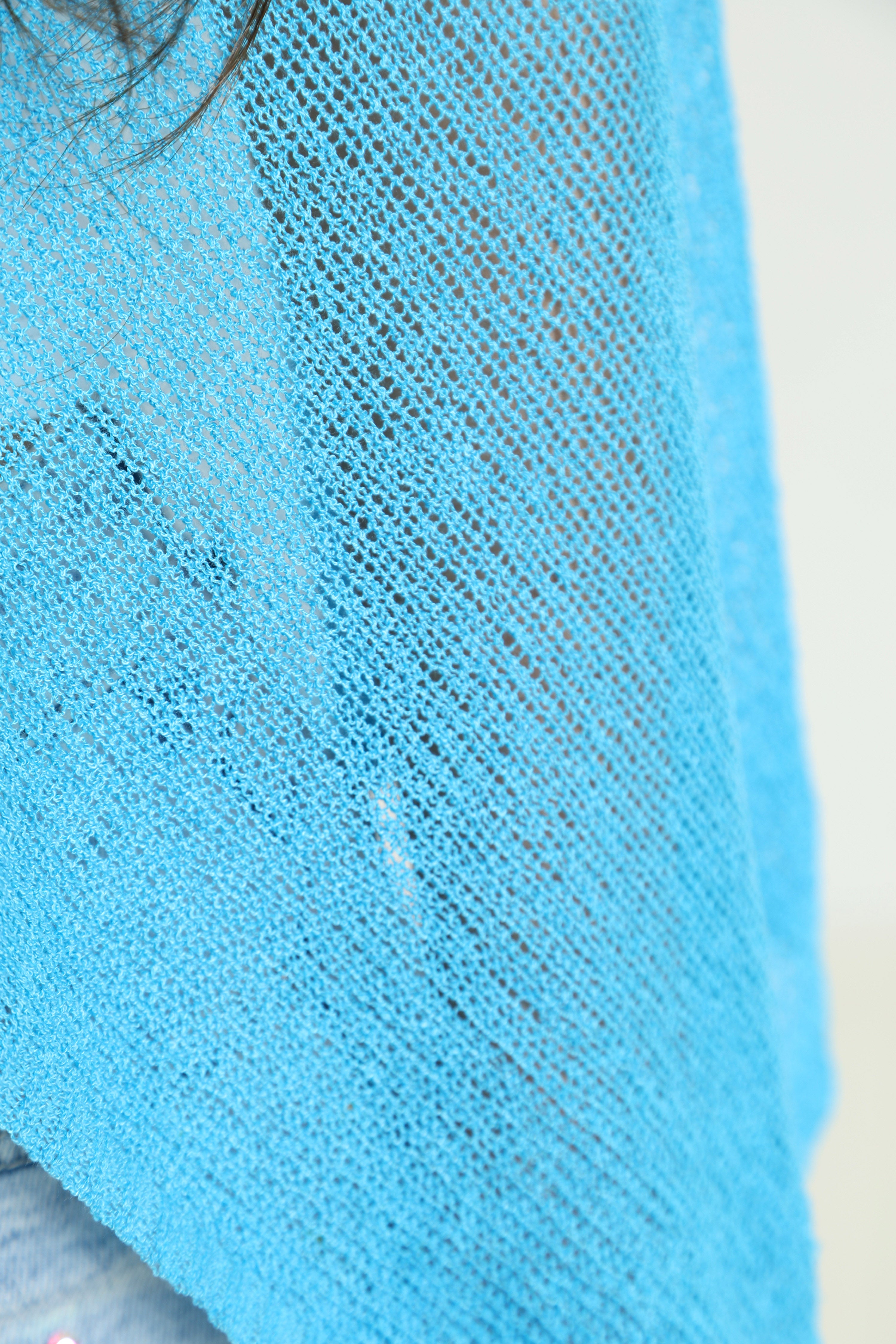 Feinstrickponcho - Blue