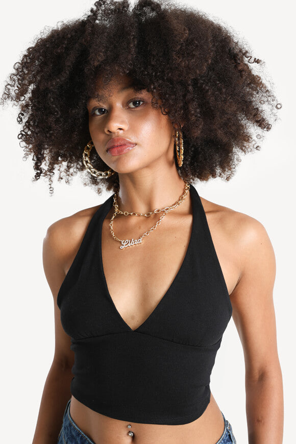Neckholder Crop Top - Black