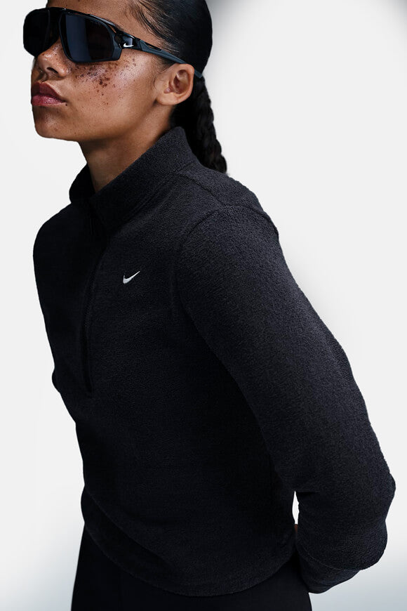 Frottee Crop Sweatshirt - Black
