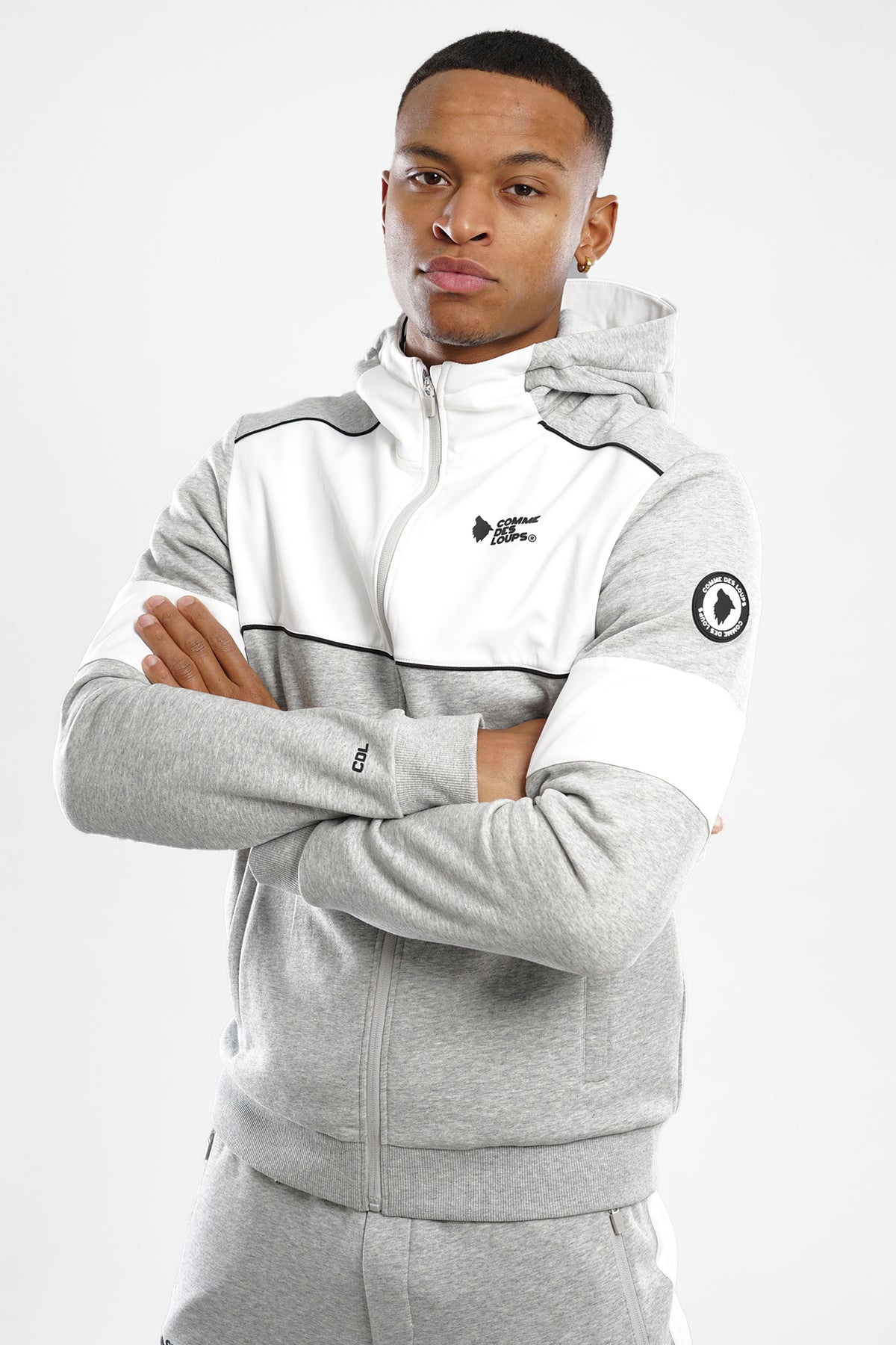 Baltimore zip-up hoodie sweatshirt - Grey + White