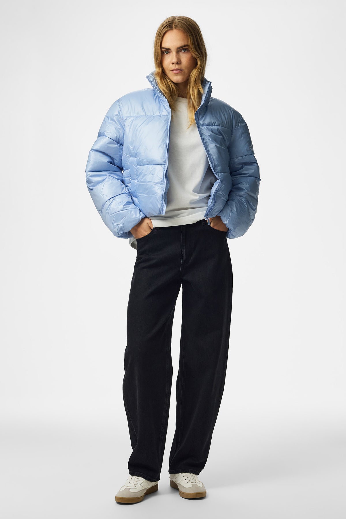 PCAMILIA Crop Pufferjacke - Brunnera Blue