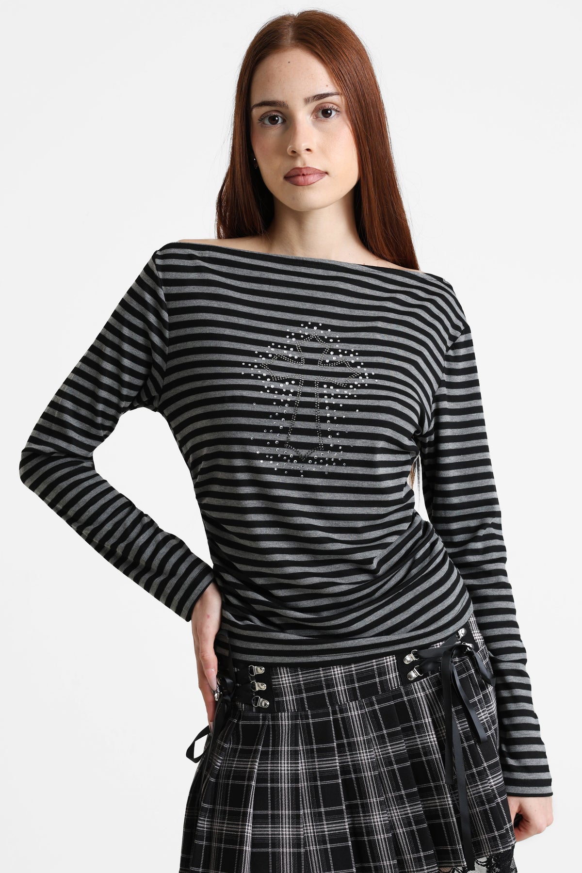 Camicia maniche lunghe - Nero + Grigio mélange scuro