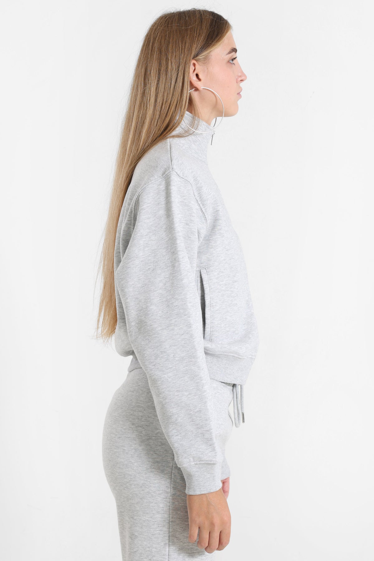 Sweatjacke - Grau meliert