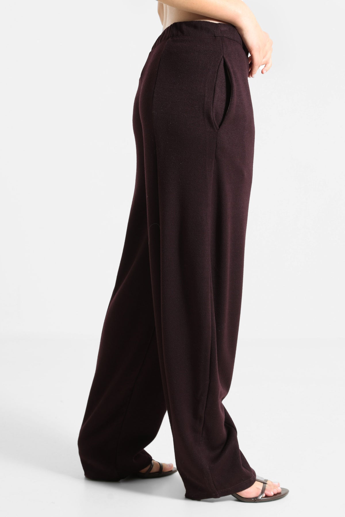 Pantalon barrel fit en tissu - Brun foncé