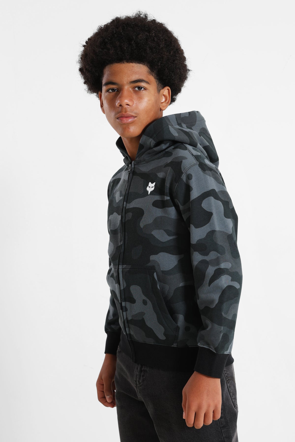 Kapuzensweatjacke - Black Camo