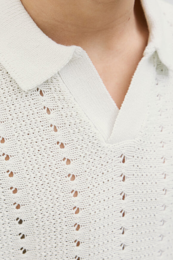 JORPAROS knitted polo shirt - Sea Salt