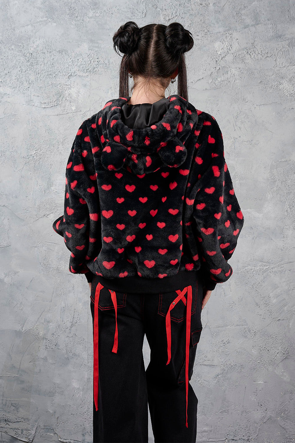 Teddy jacket - Black + Red