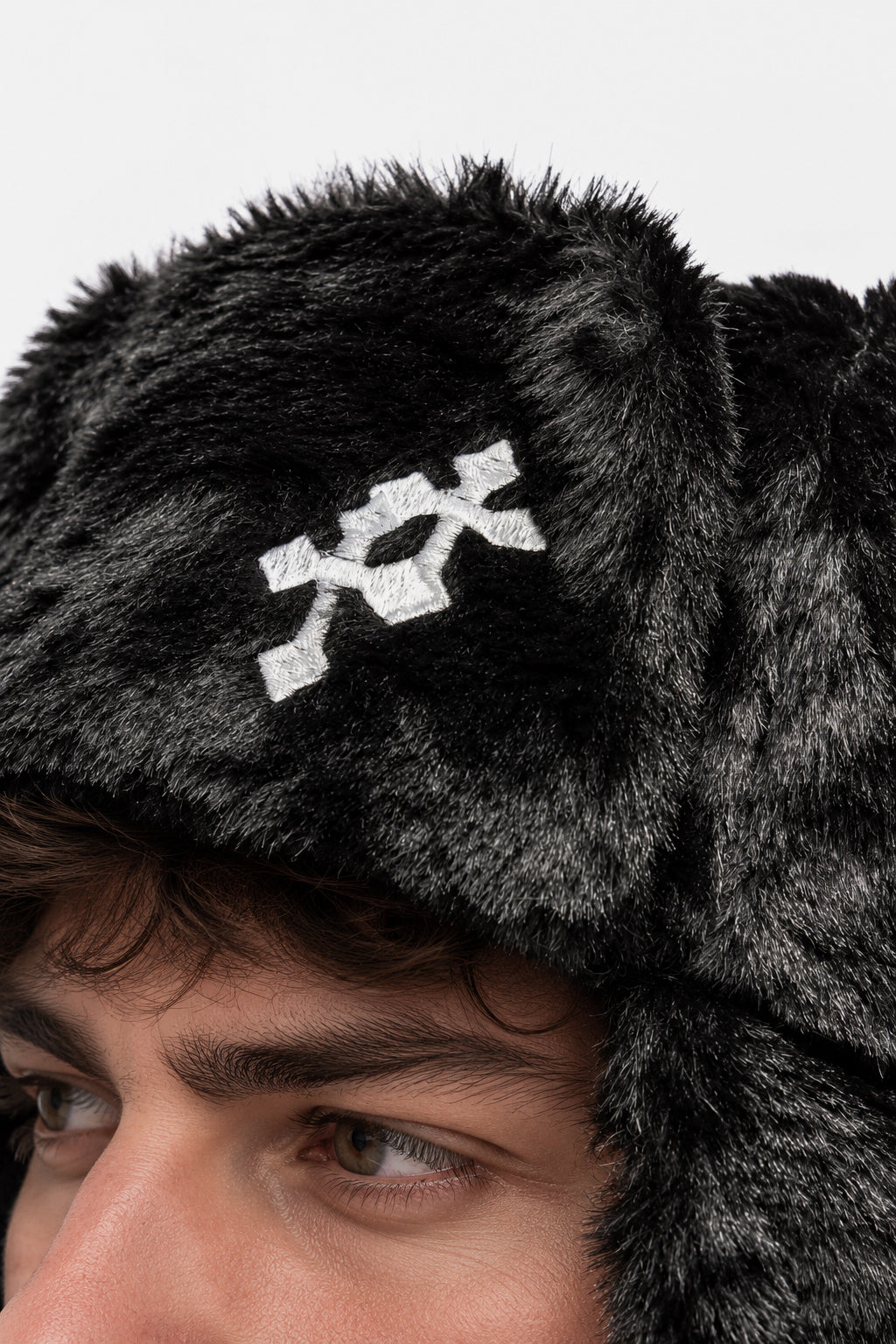 Trapper-Kunstpelz-Beanie - Black