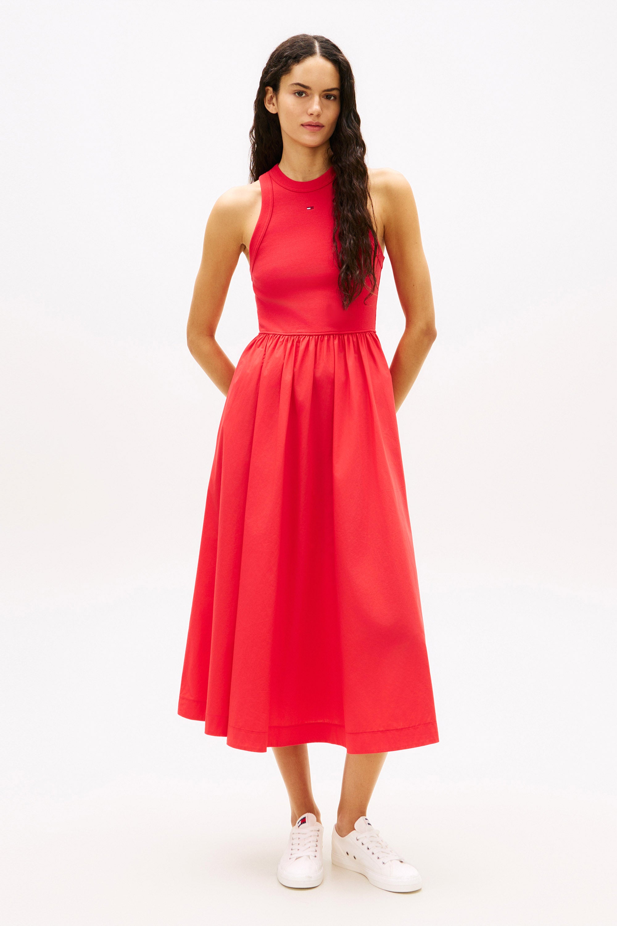 Popeline-Maxikleid - Red Alert