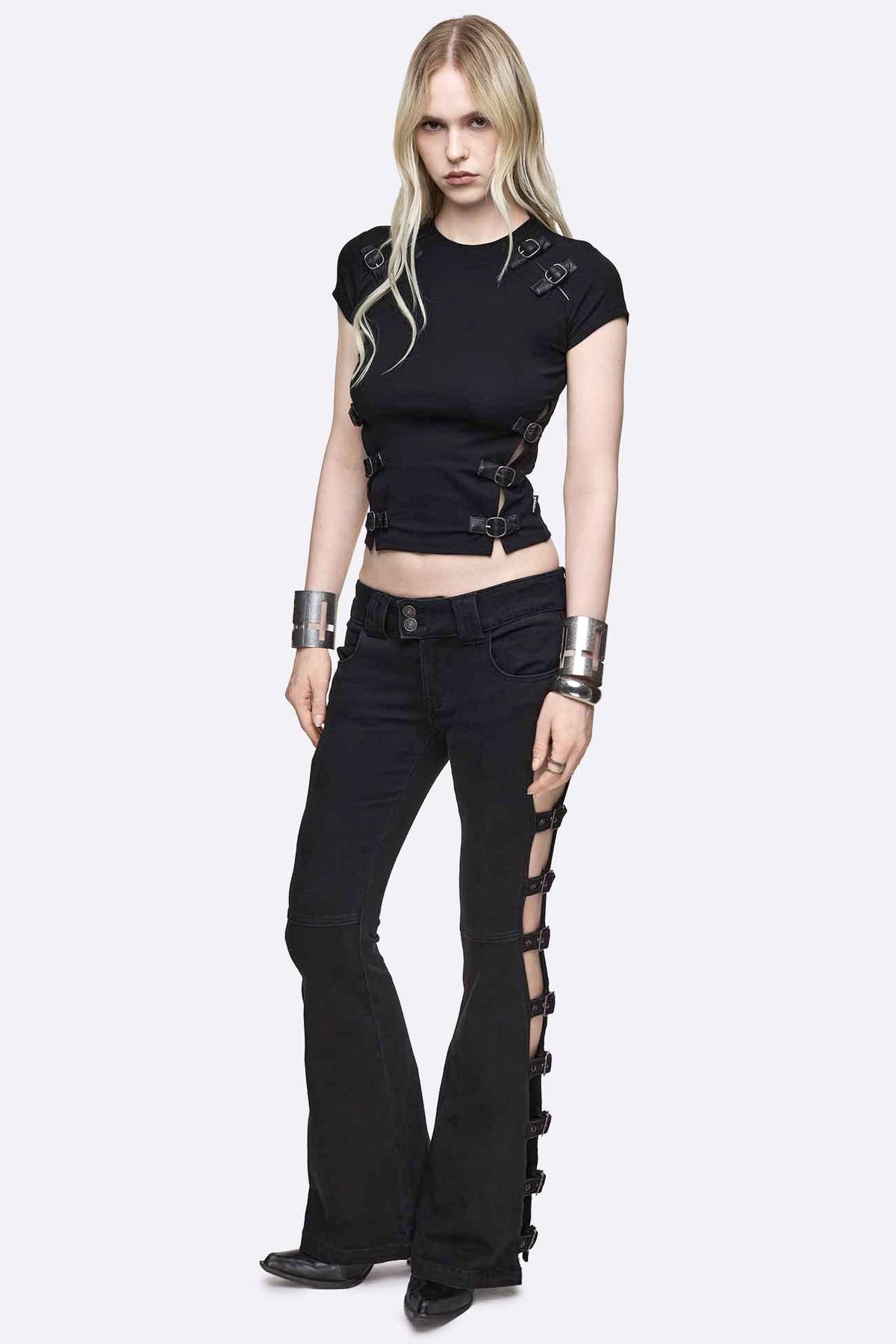 Imogen Buckle flare jeans - Black