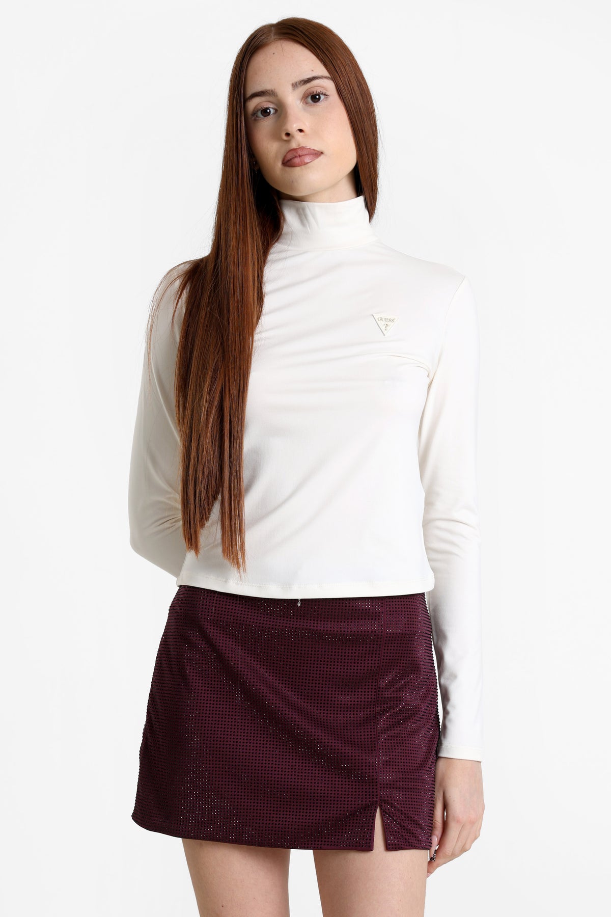 Cropped long-sleeve shirt - Cream White