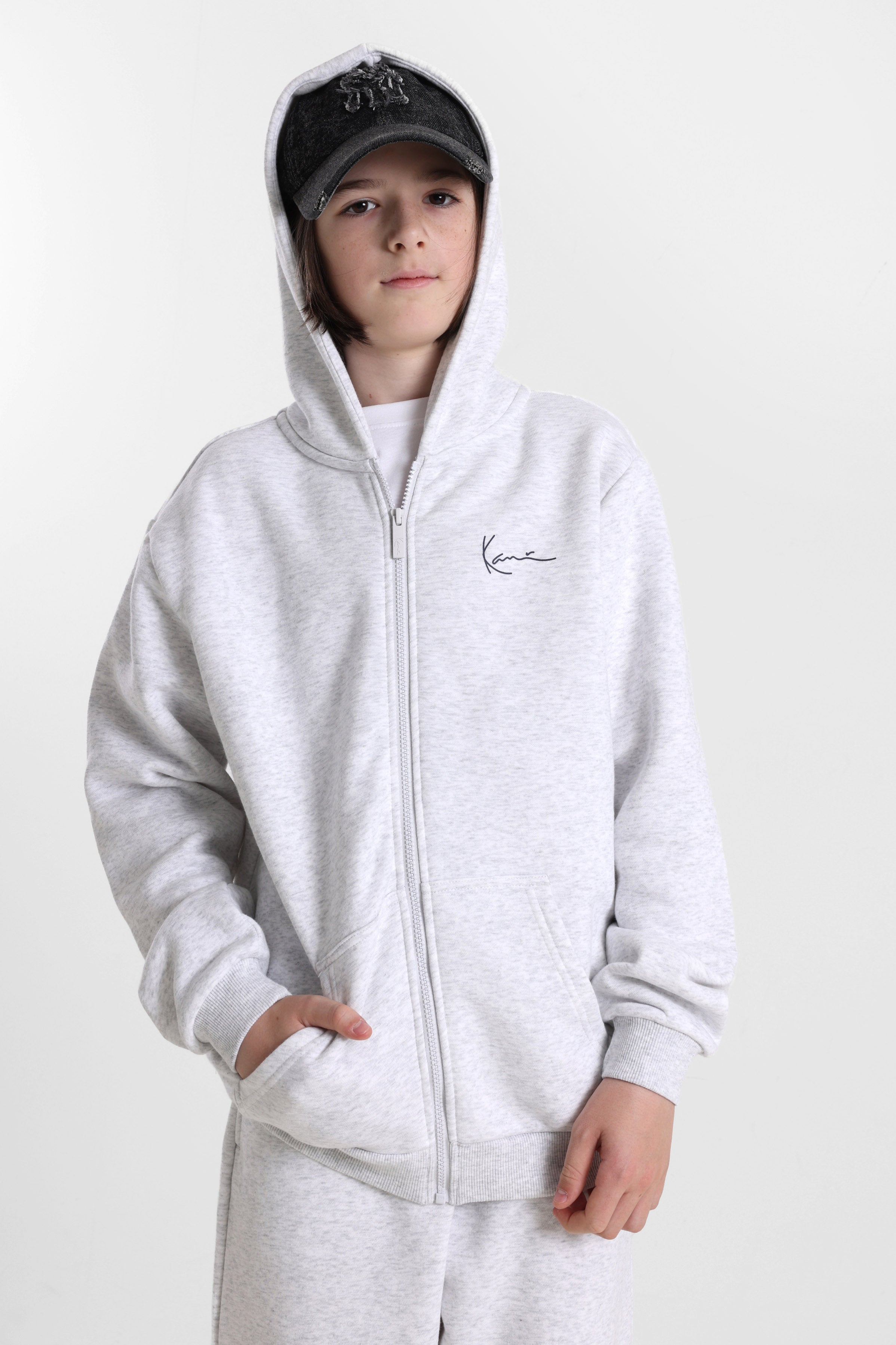 Felpa con cappuccio e zip - Light Grey