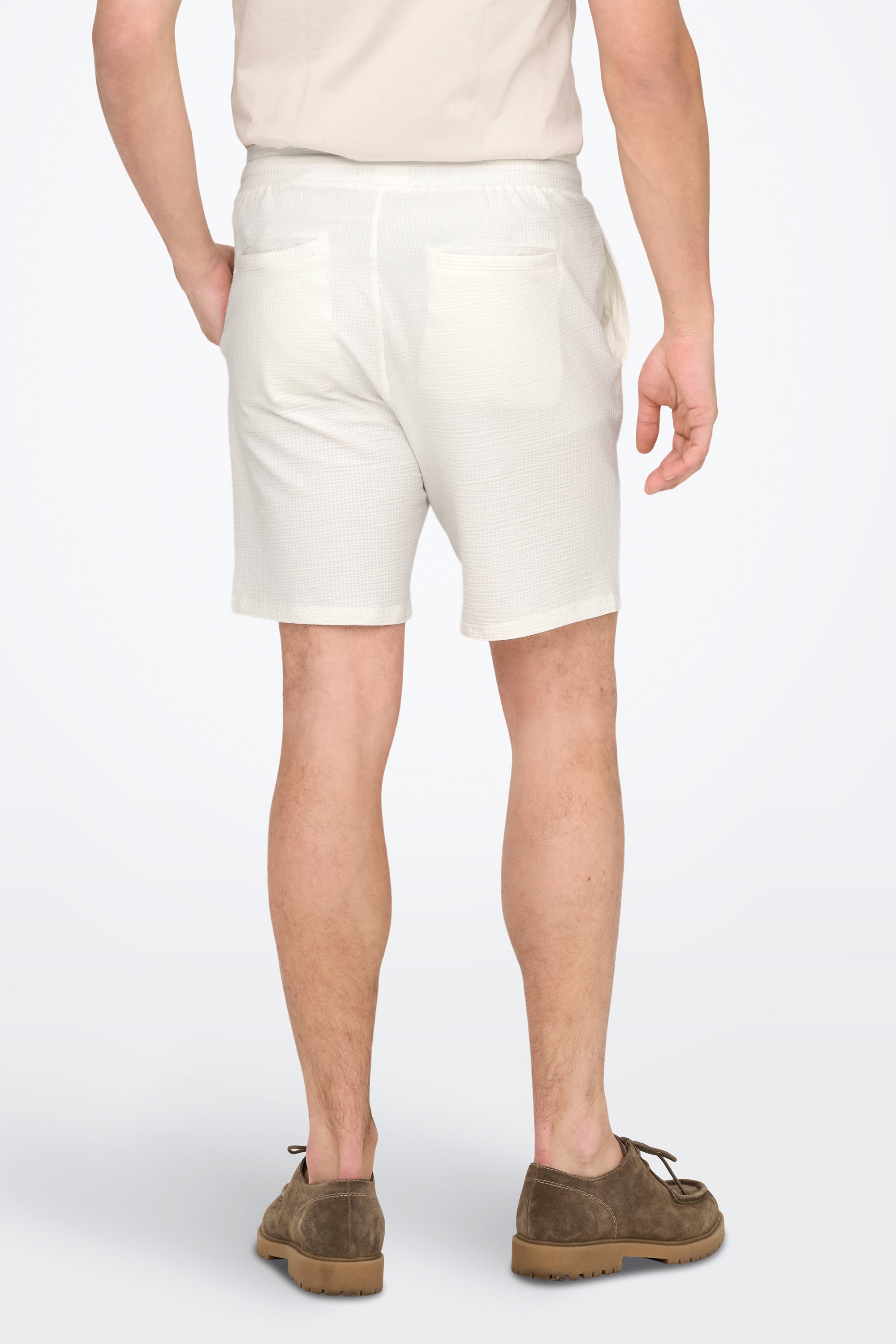 ONSKIAN seersucker shorts - Cloud Dancer