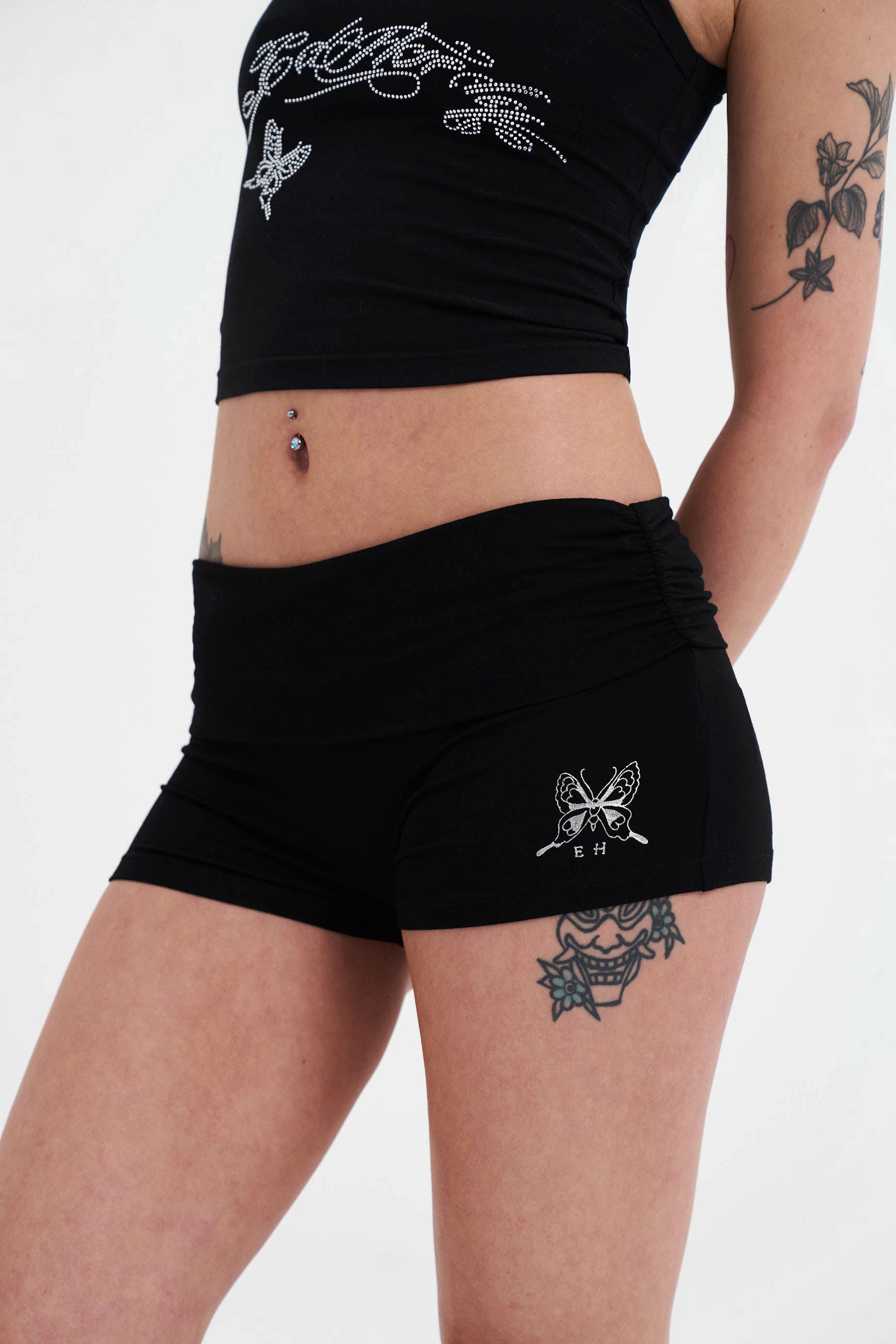 Butterfly shorts in fabric - Black