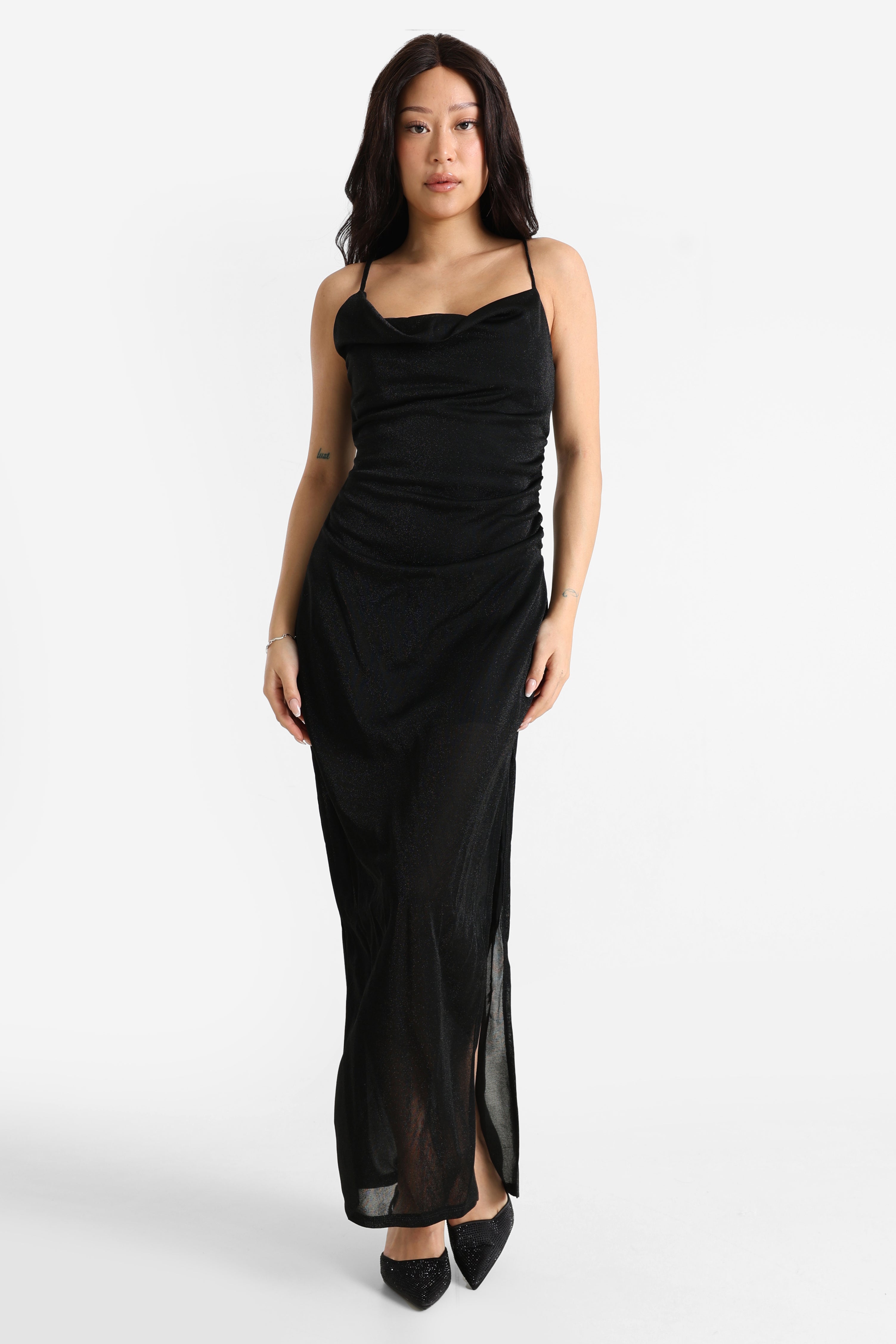 Robe longue à brillants - Noir