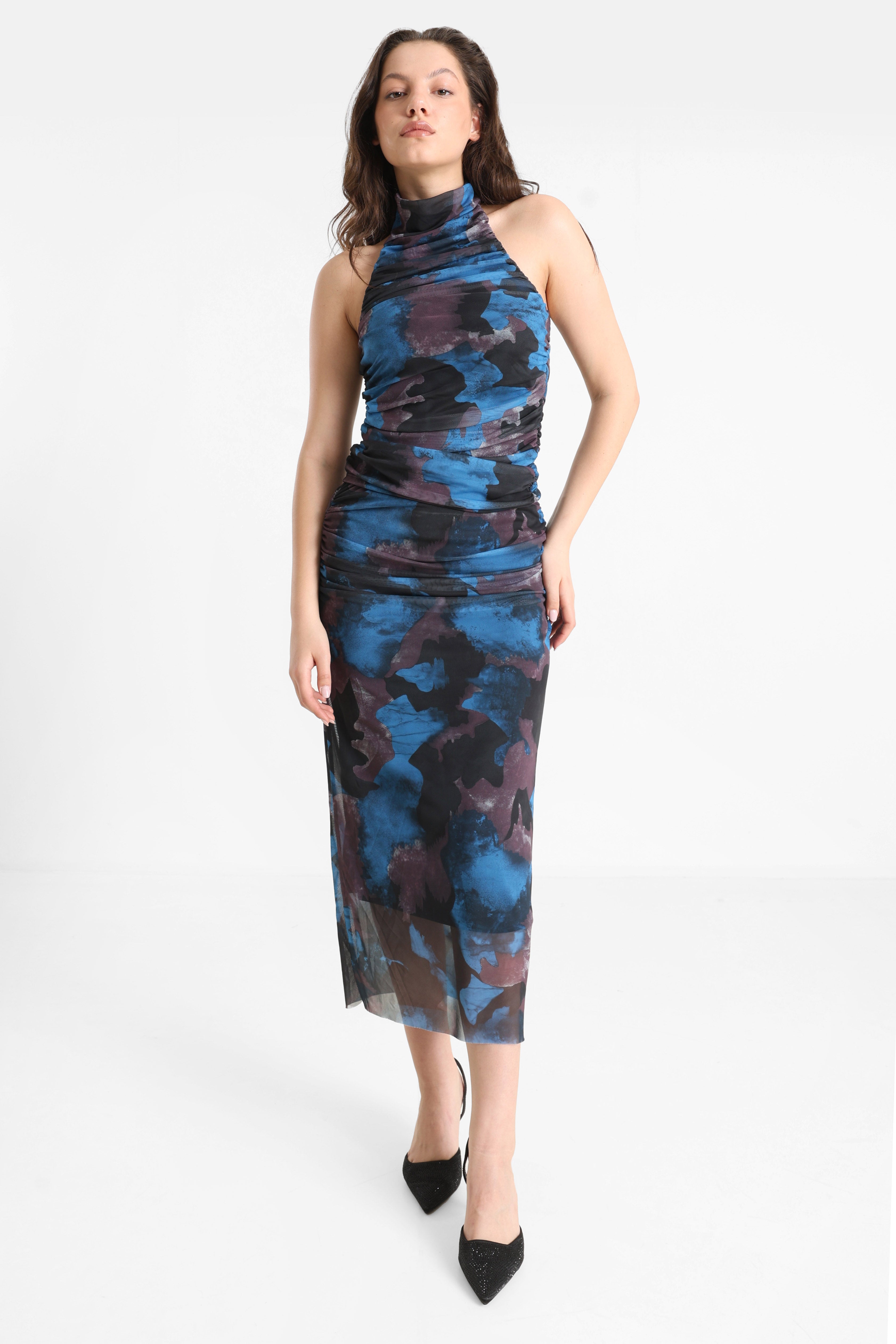 MPETROLIUM Top a rete portacollo - Nero + Petrolio