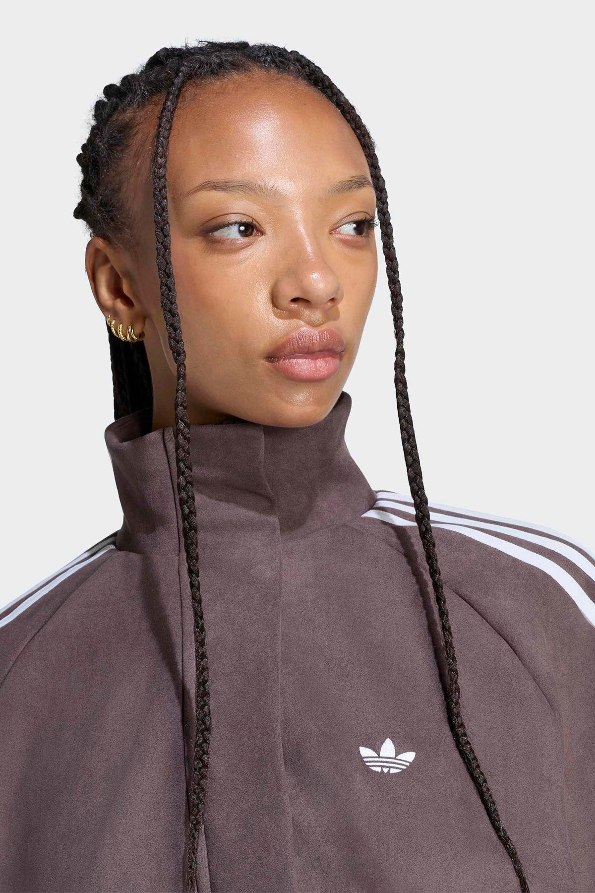 Suede-look balloon track jacket - Aurora Coffee