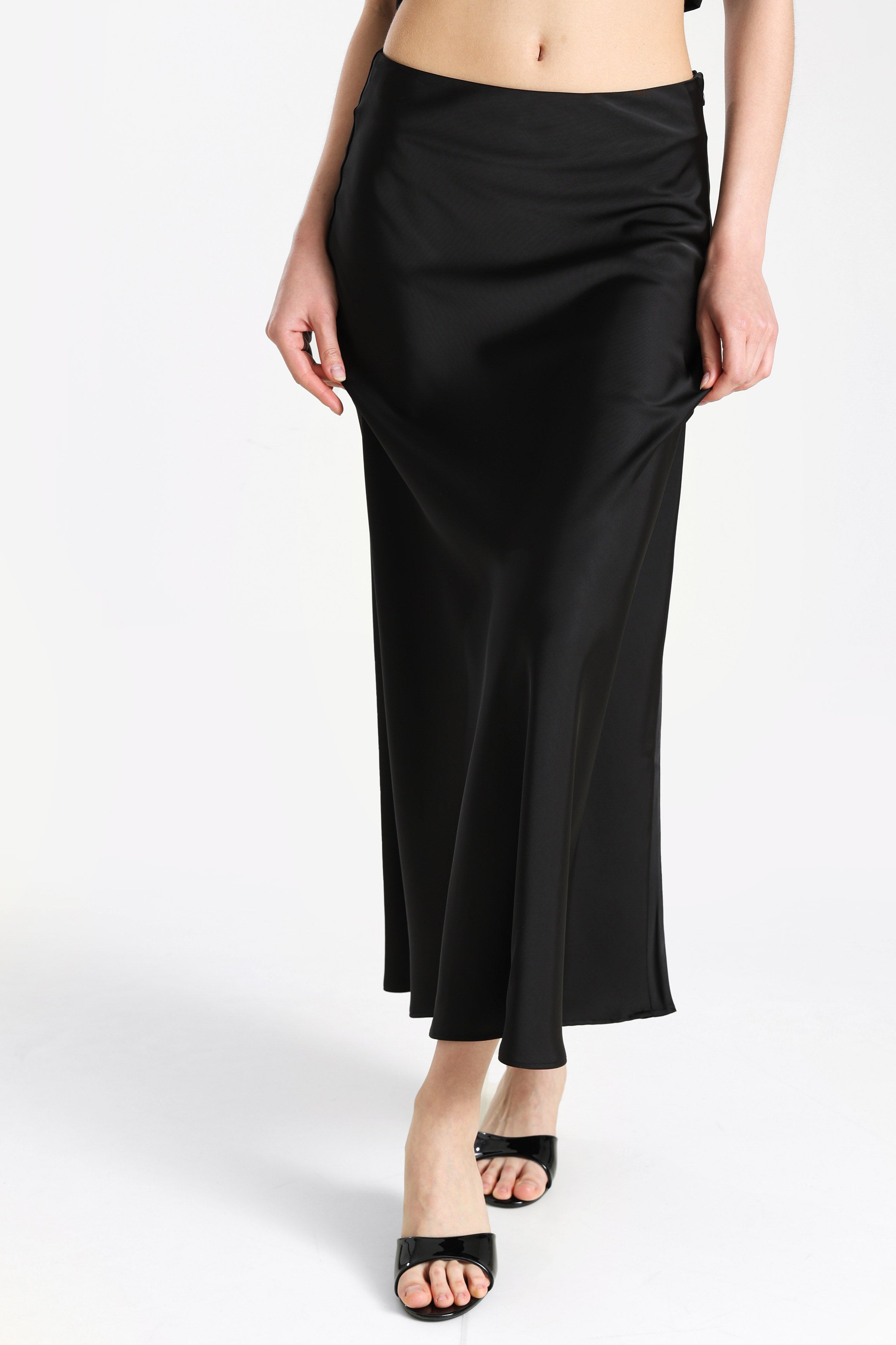 Gonna lunga in satin - Nero