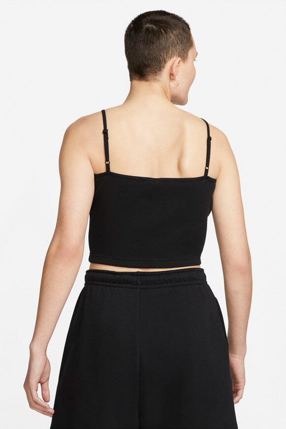 Crop top a coste - nero