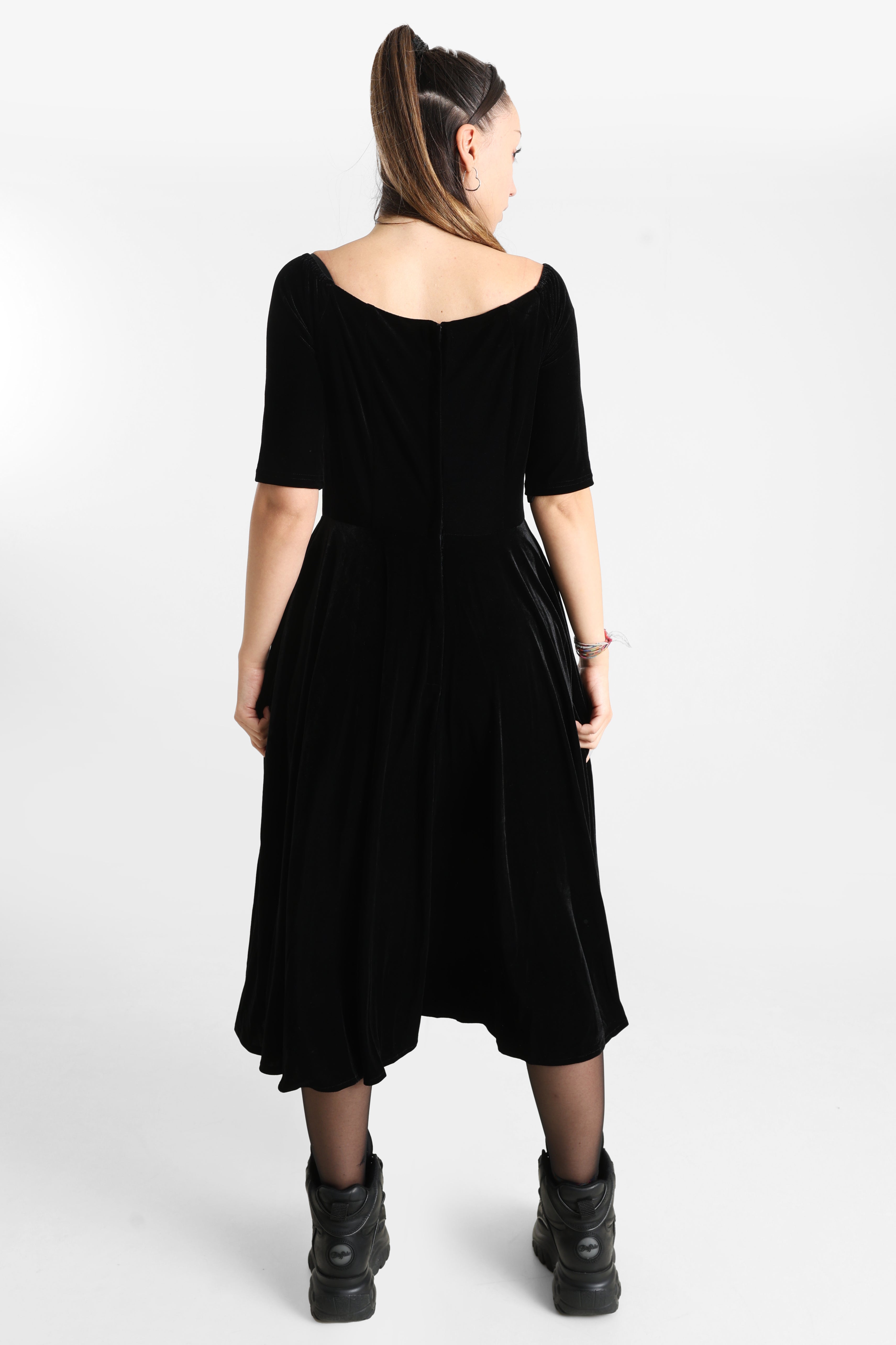 Amalia robe midi en velours - Black