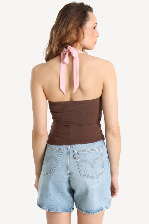 Crop Top dos nu - rose + marron