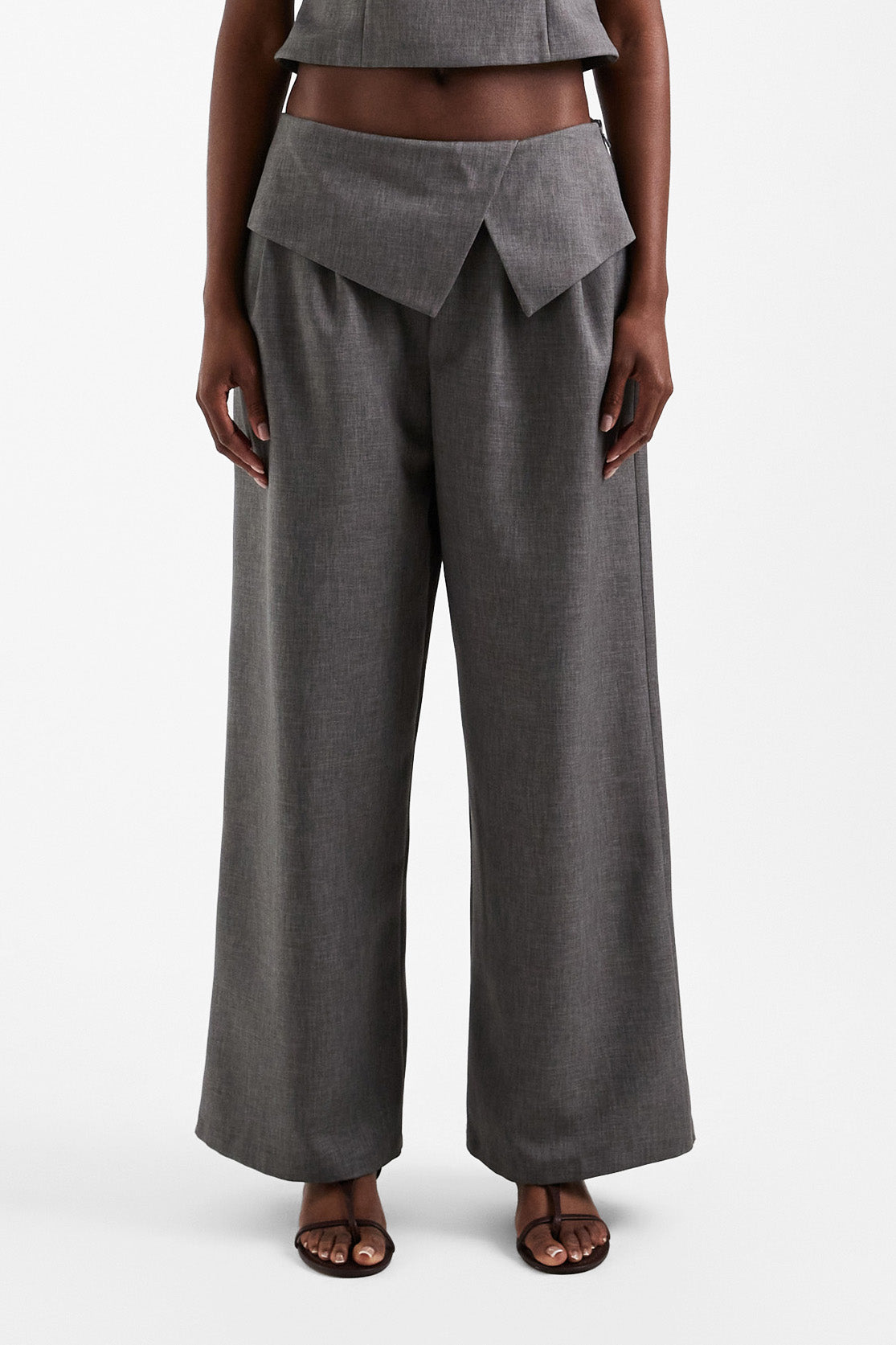 TSARWA pantalon wide leg en tissu - Mushroom