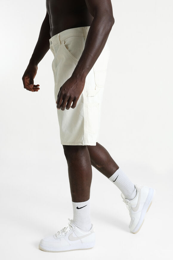 Single Knee Jeansshorts - White Rinsed