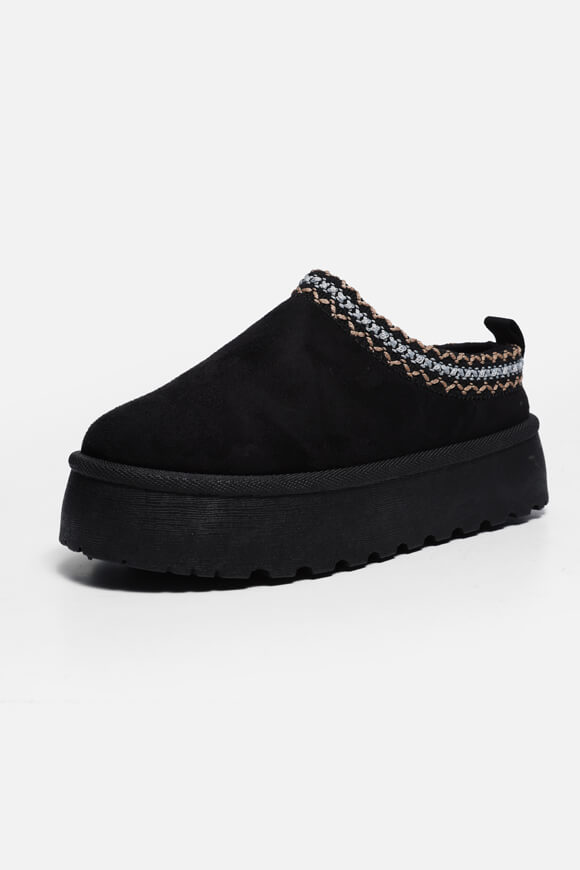 Lined platform slip-on shoes - Black