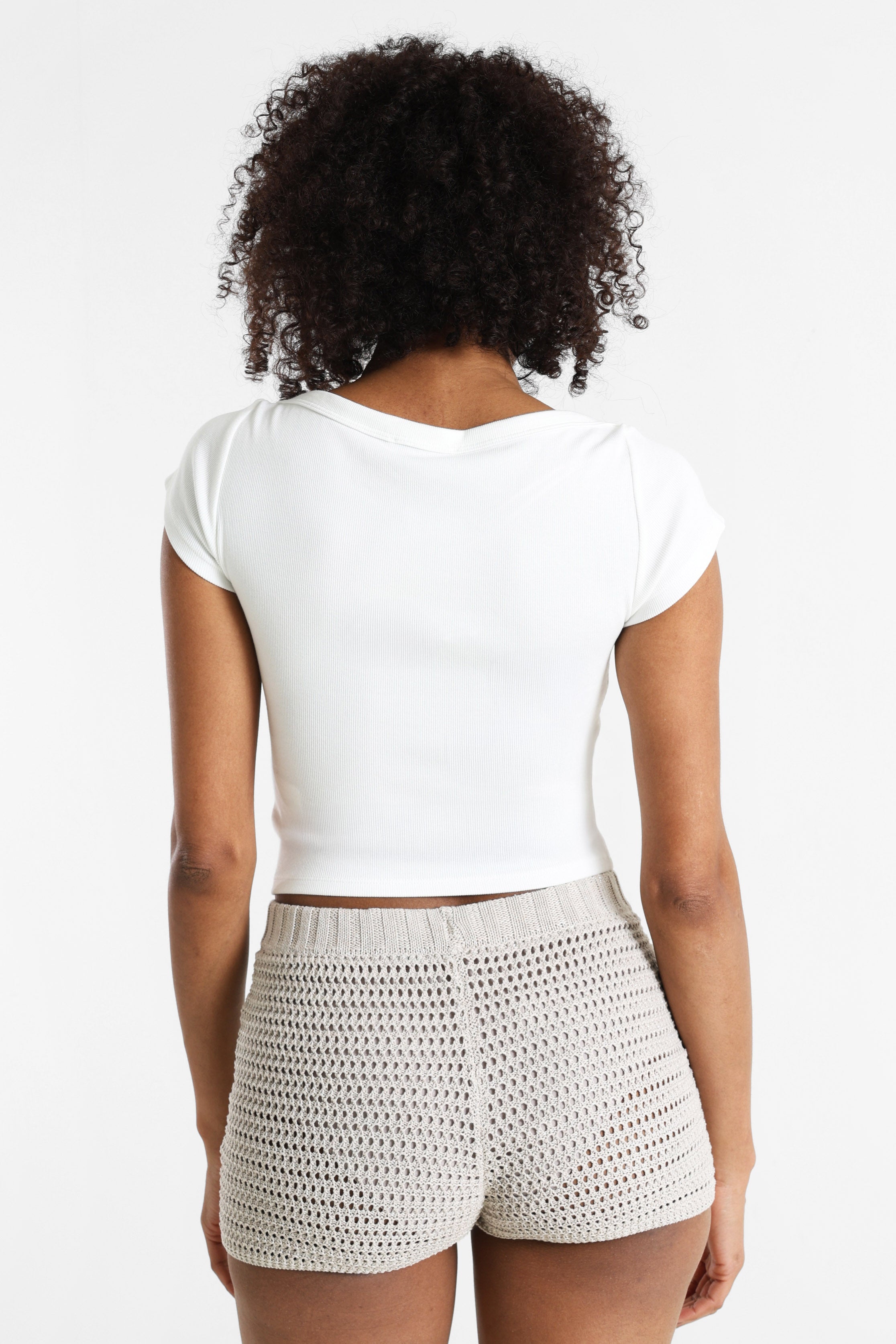 T-shirt corta a coste - Ecru