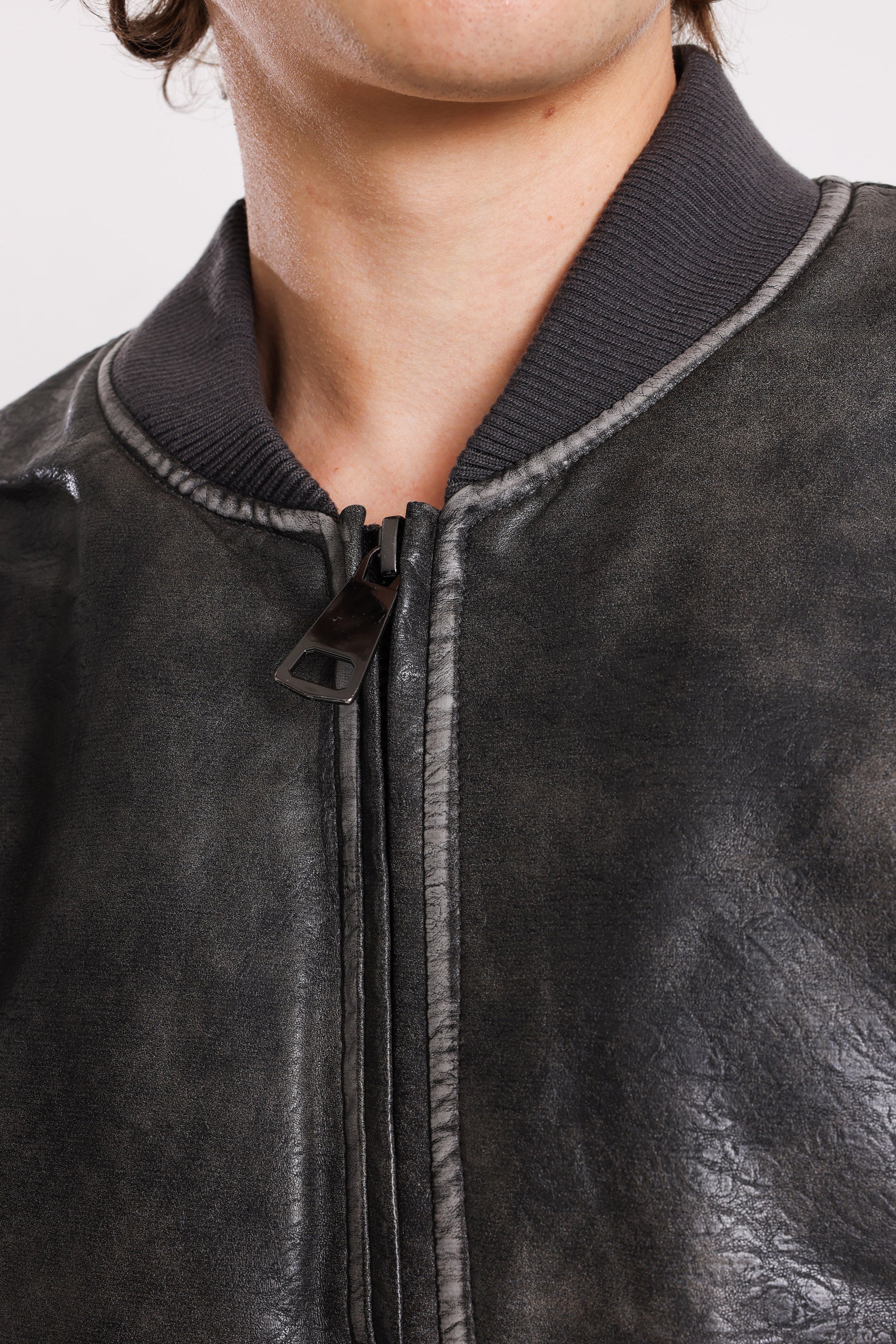 Veste bomber en similicuir - Dark Grey