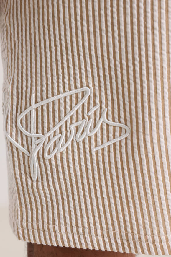 Shorts mit Strukturstoff - Beige + Offwhite