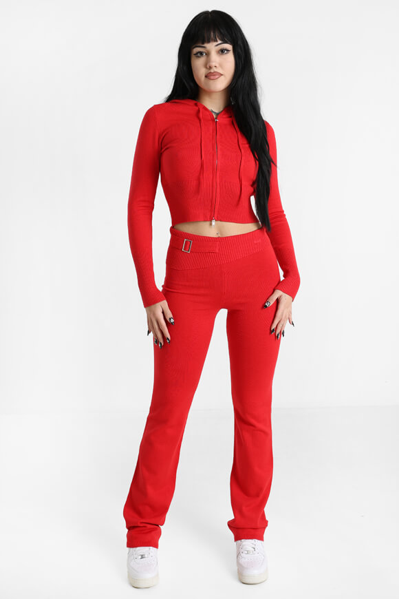 Pantalon flare en tricot - Rouge