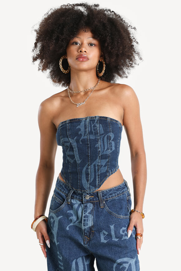 Jeans corset top - dark blue denim