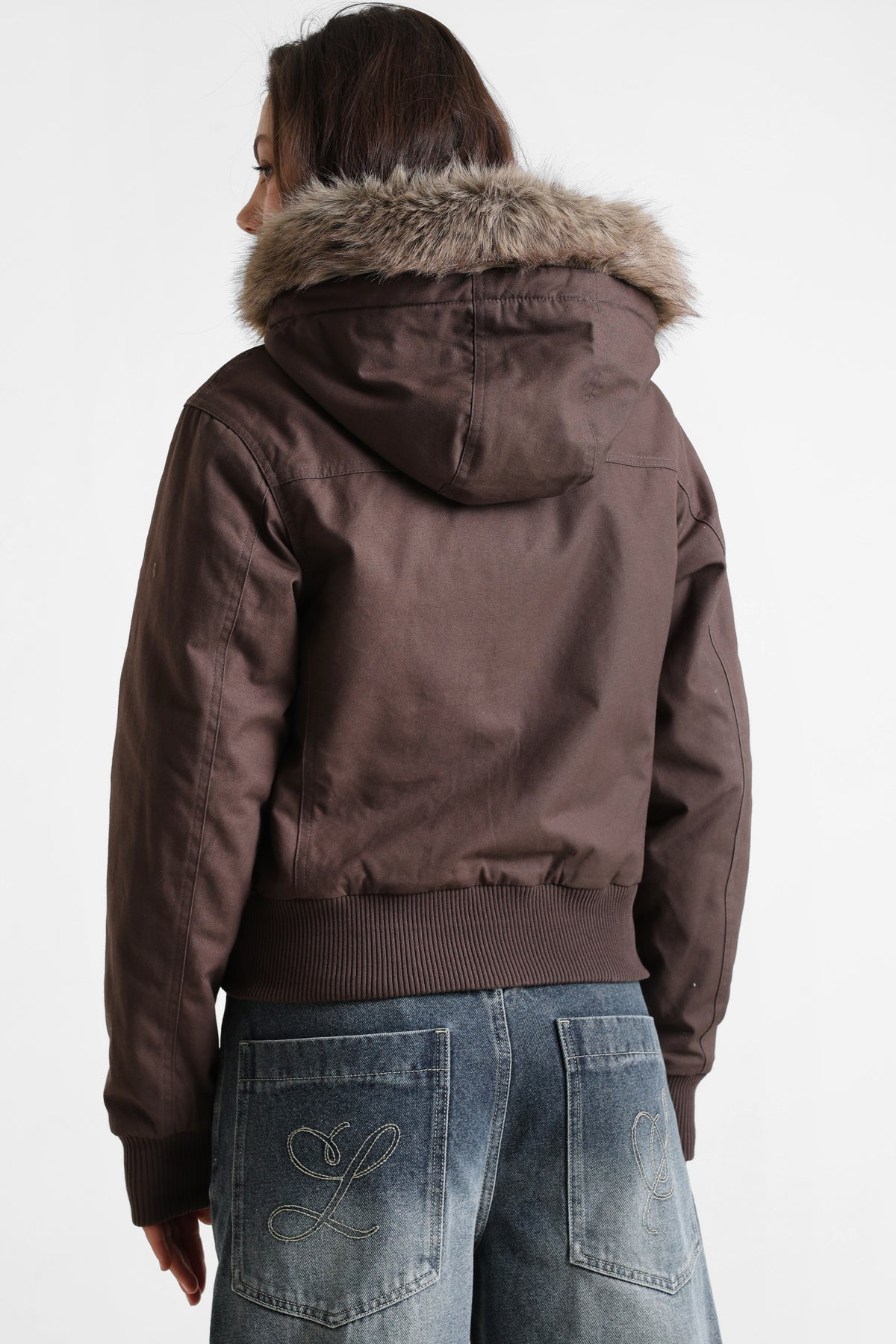 Lined bomber jacket - Brun foncé