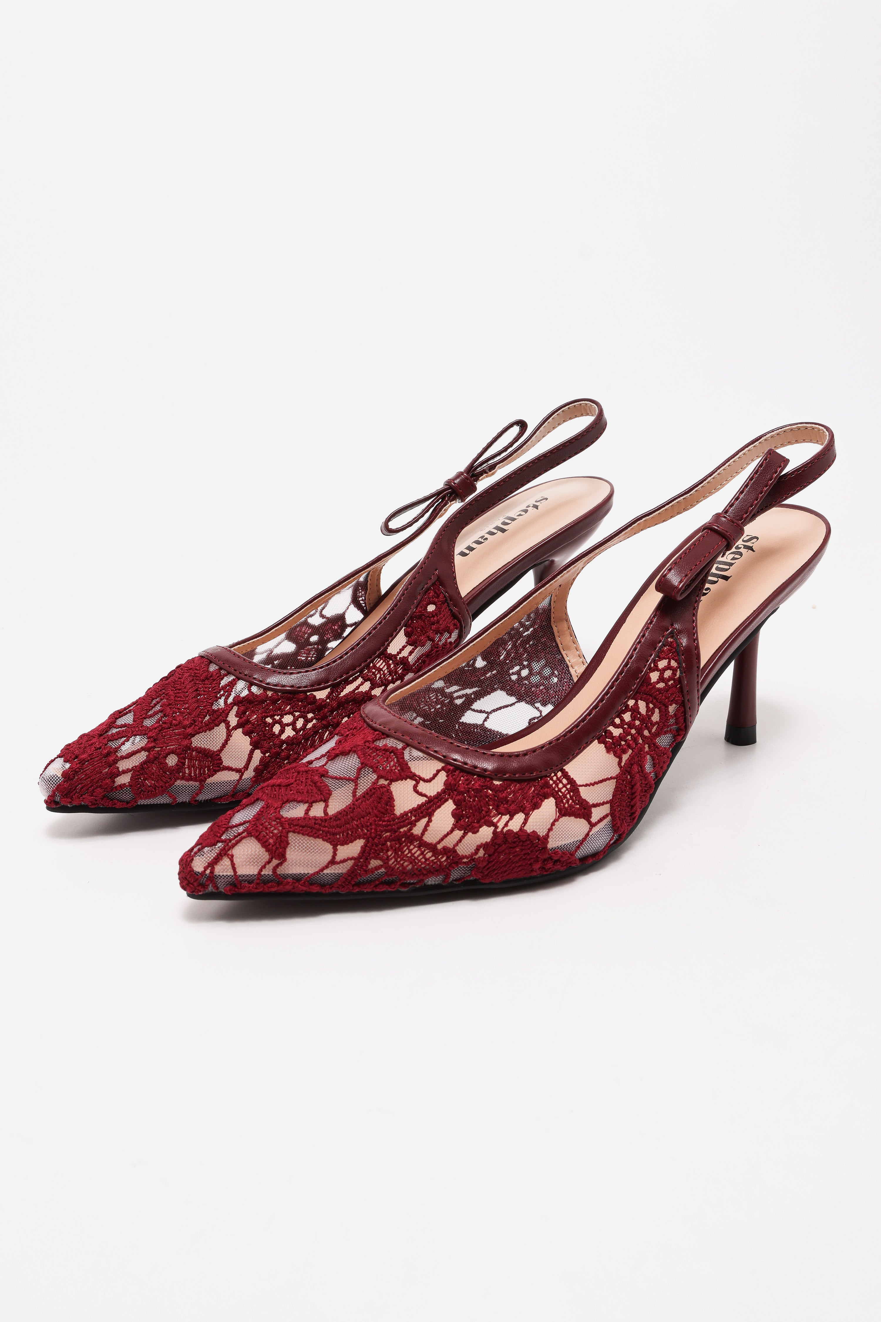 Spitzen Pumps - Burgundy