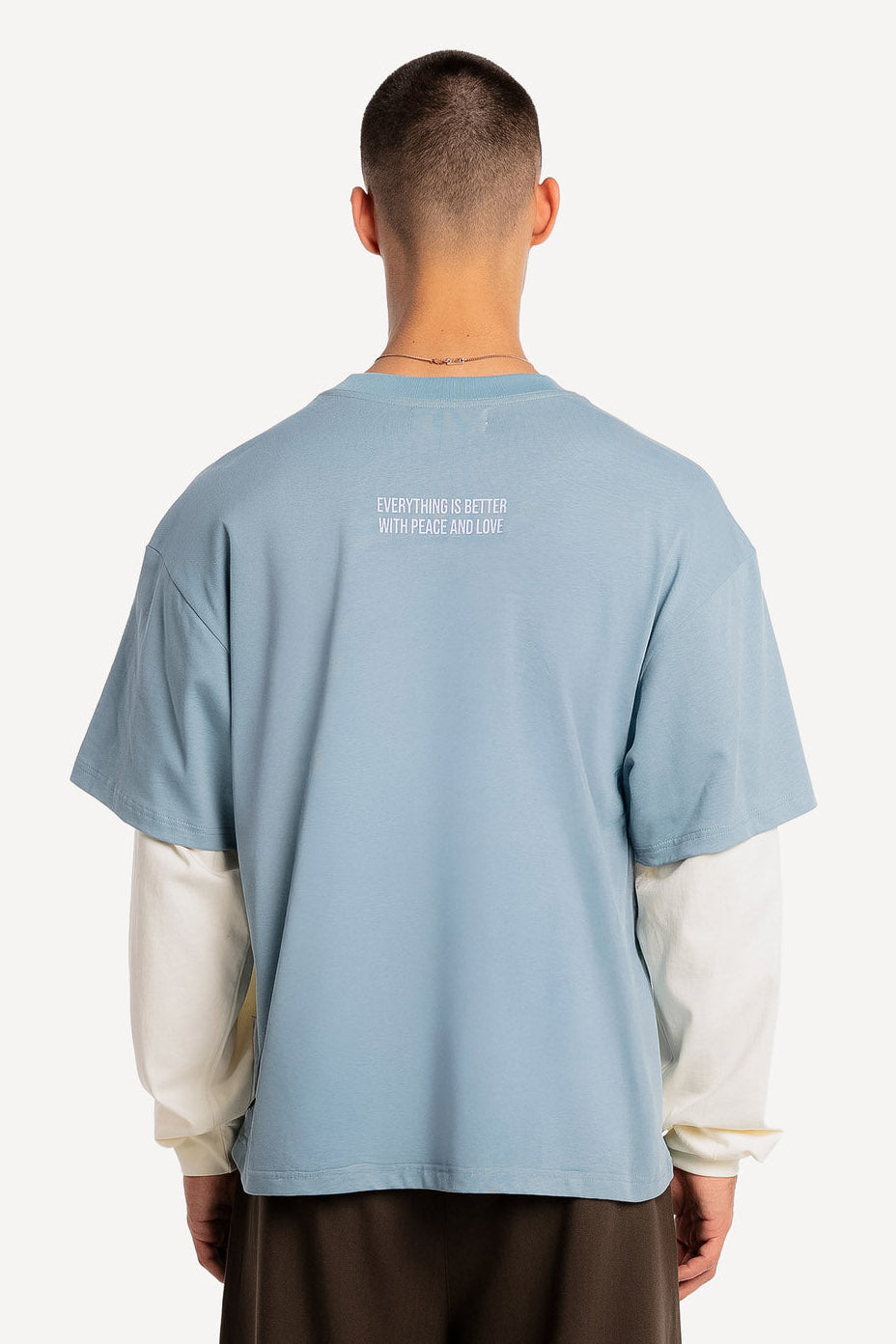 Shirt ample manches longues - Blue + Cream