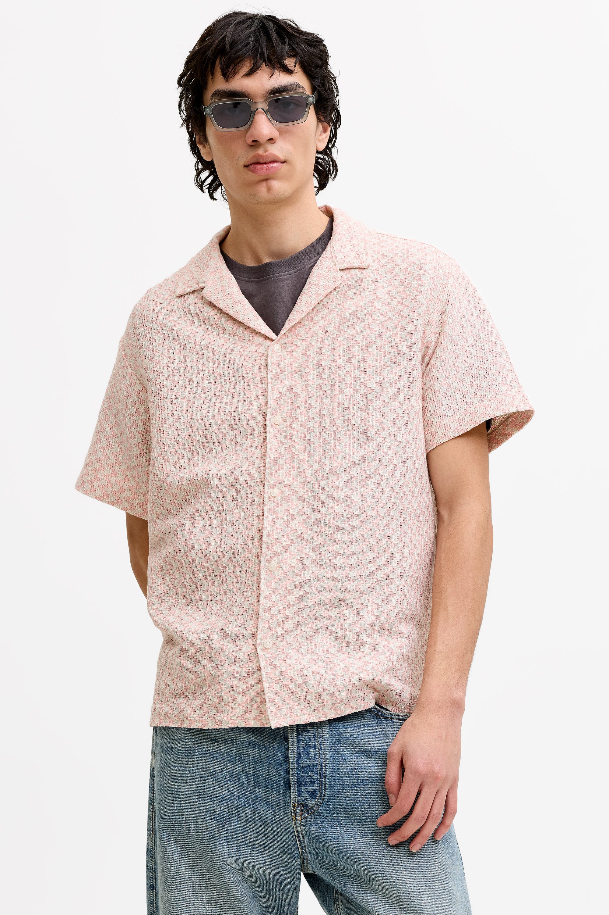 JORMONTAUK shirt in structured fabric - Peach Melba