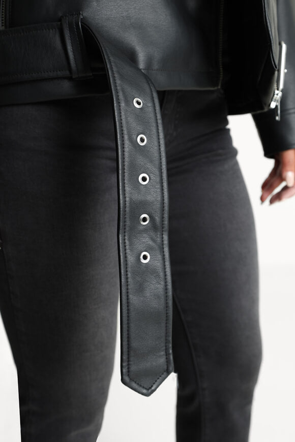 NMPAULINA Veste de motard en similicuir - Black