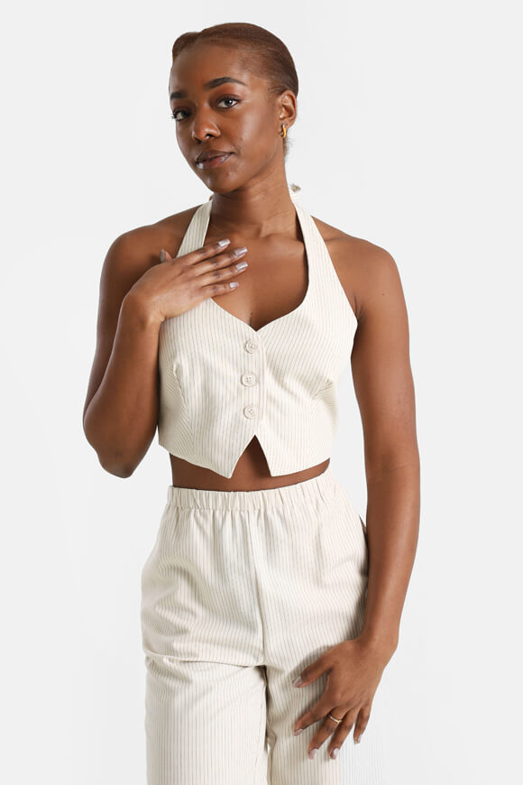 Neckholder Crop Top - Hellbeige