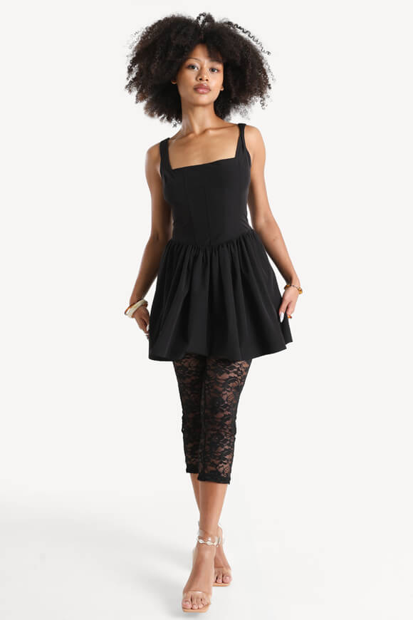 Leggings Capri in pizzo - Nero