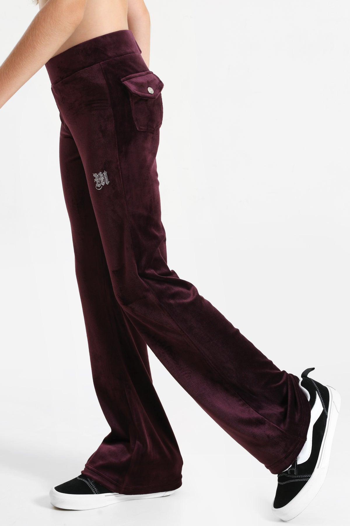 Pantalon flare en velours - Aubergine