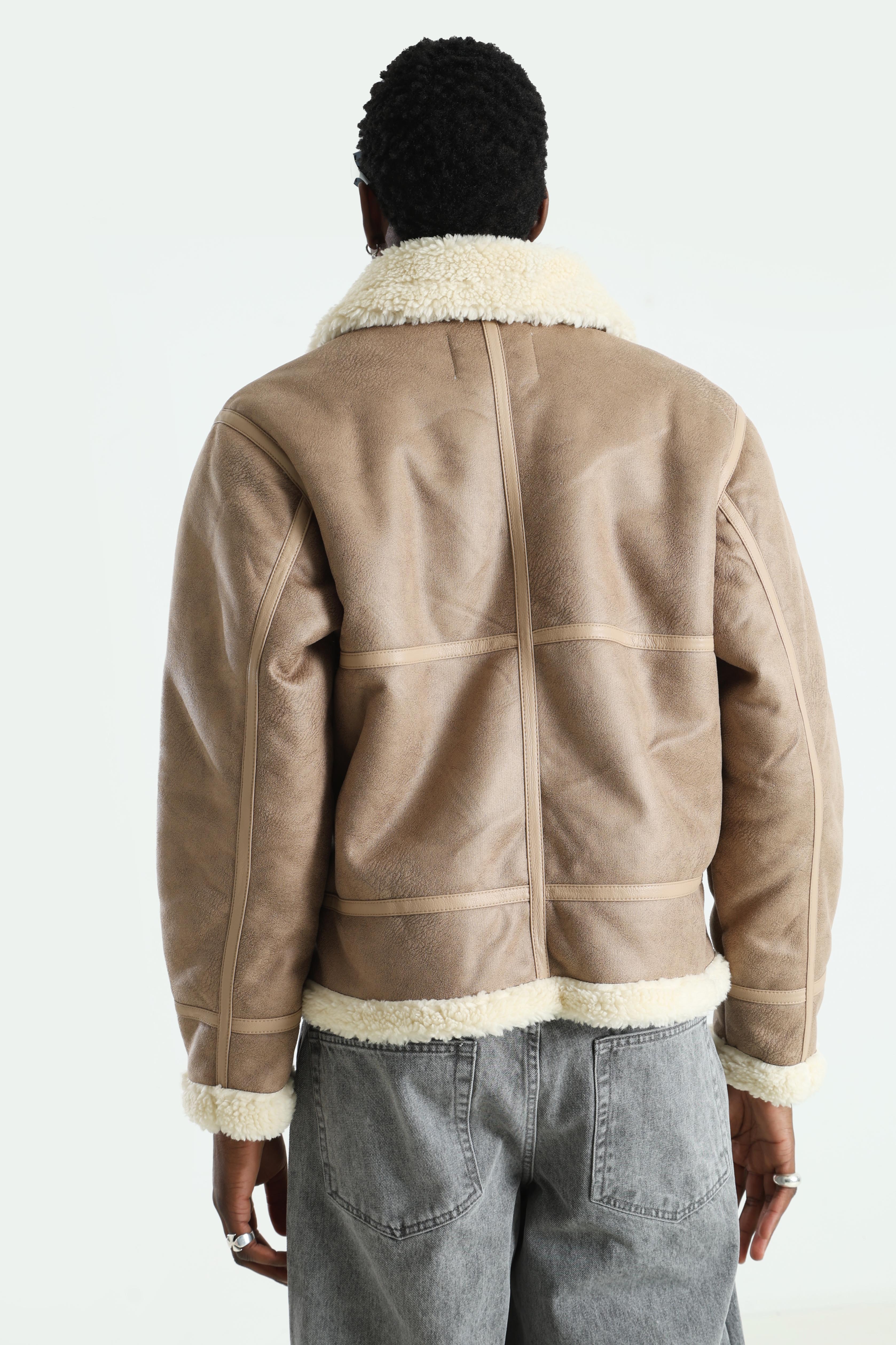 JORLIVERPOOL Aviator veste mouton retourné - Taupe Gray