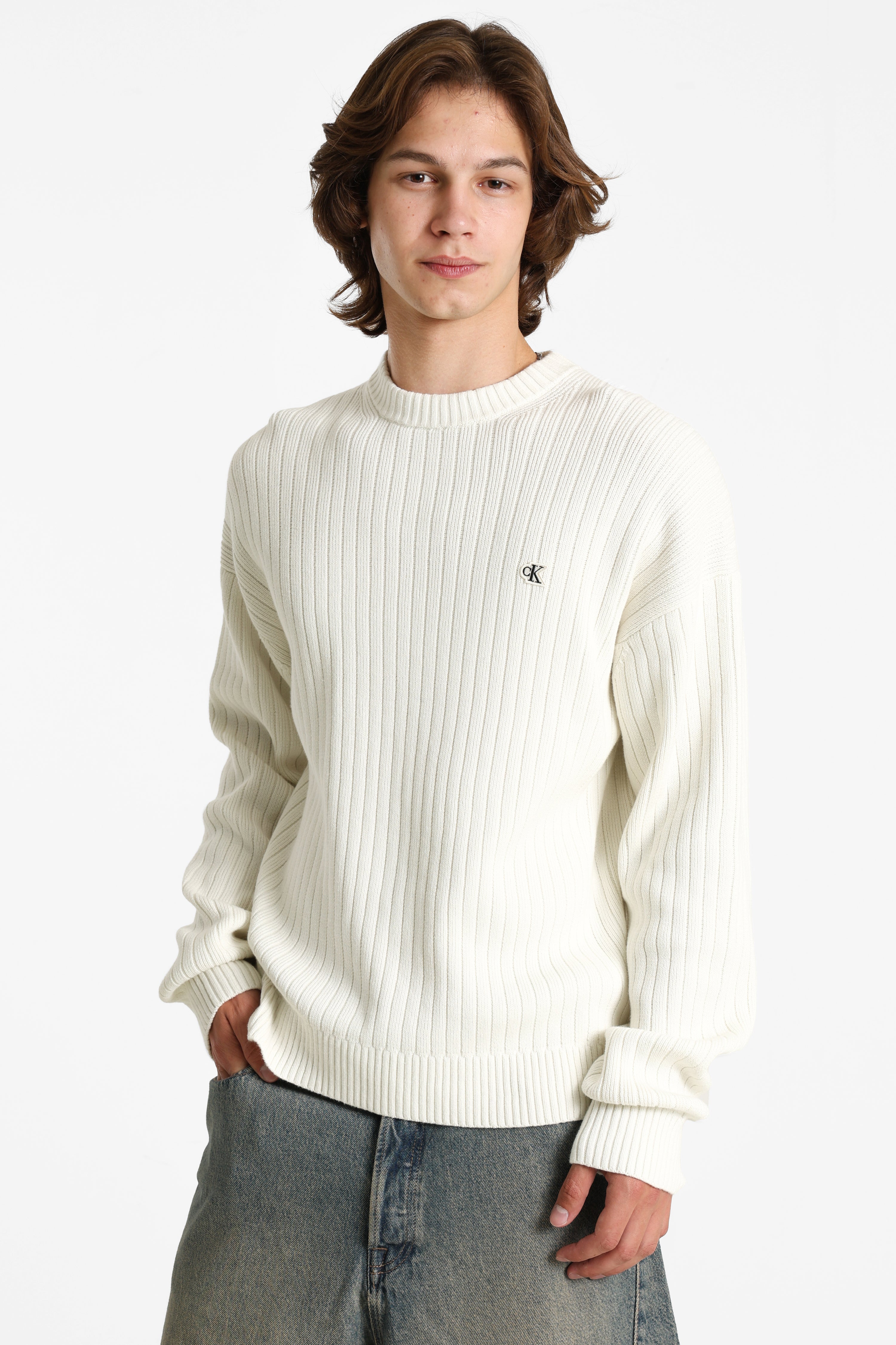 Gerippter Strickpullover - Tofu