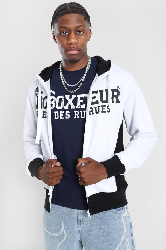 Kapuzensweatjacke - White + Black