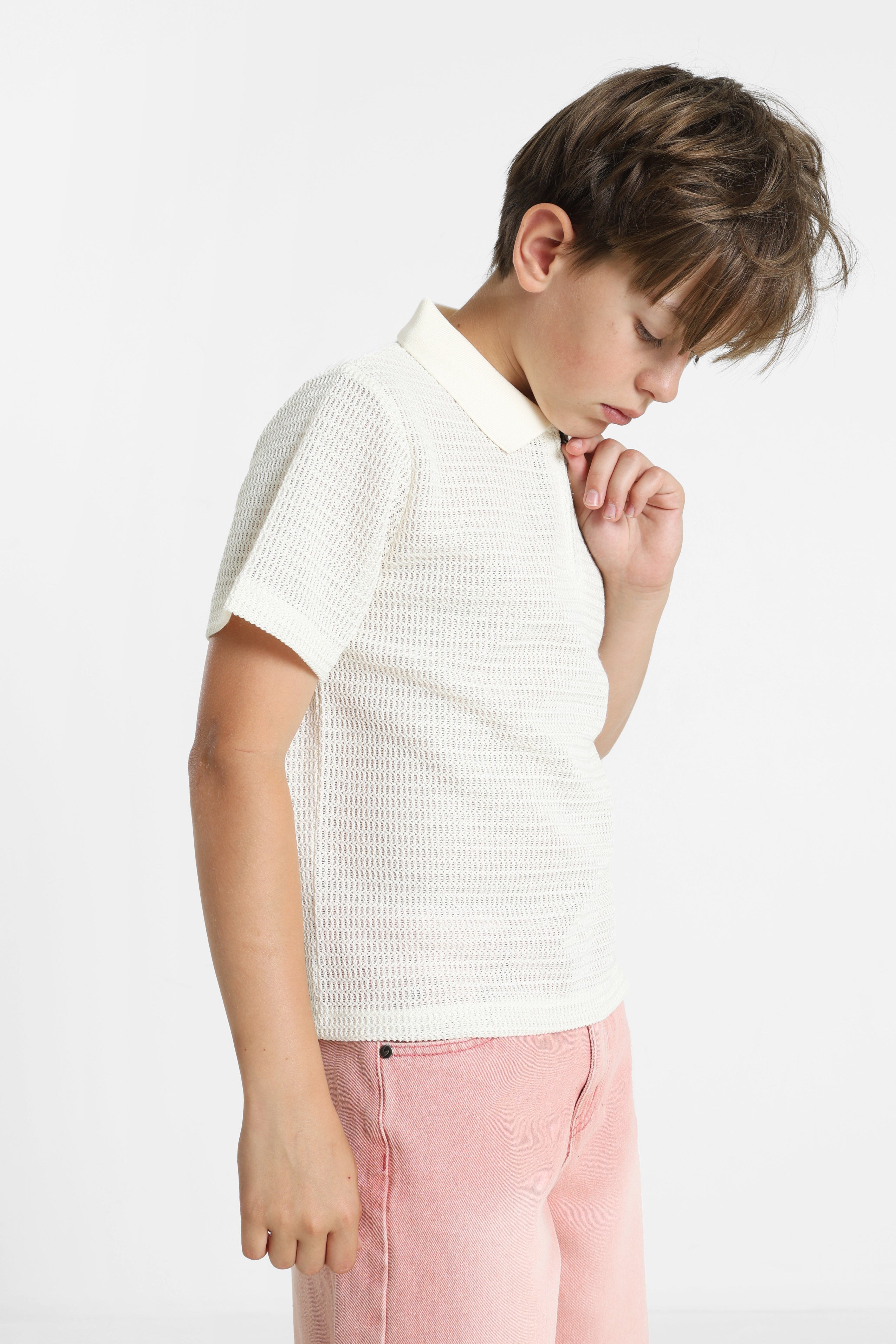 Häkel Poloshirt - Ecru