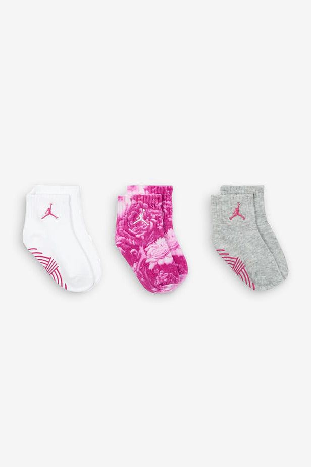 Set di 3 paia di calzini per neonati - Fire Pink + White + Heather grey