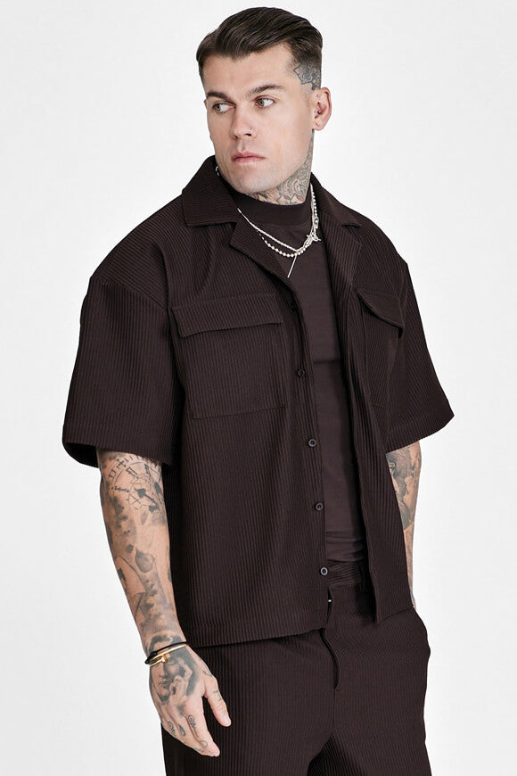Strukturiertes Oversize Hemd - Brown