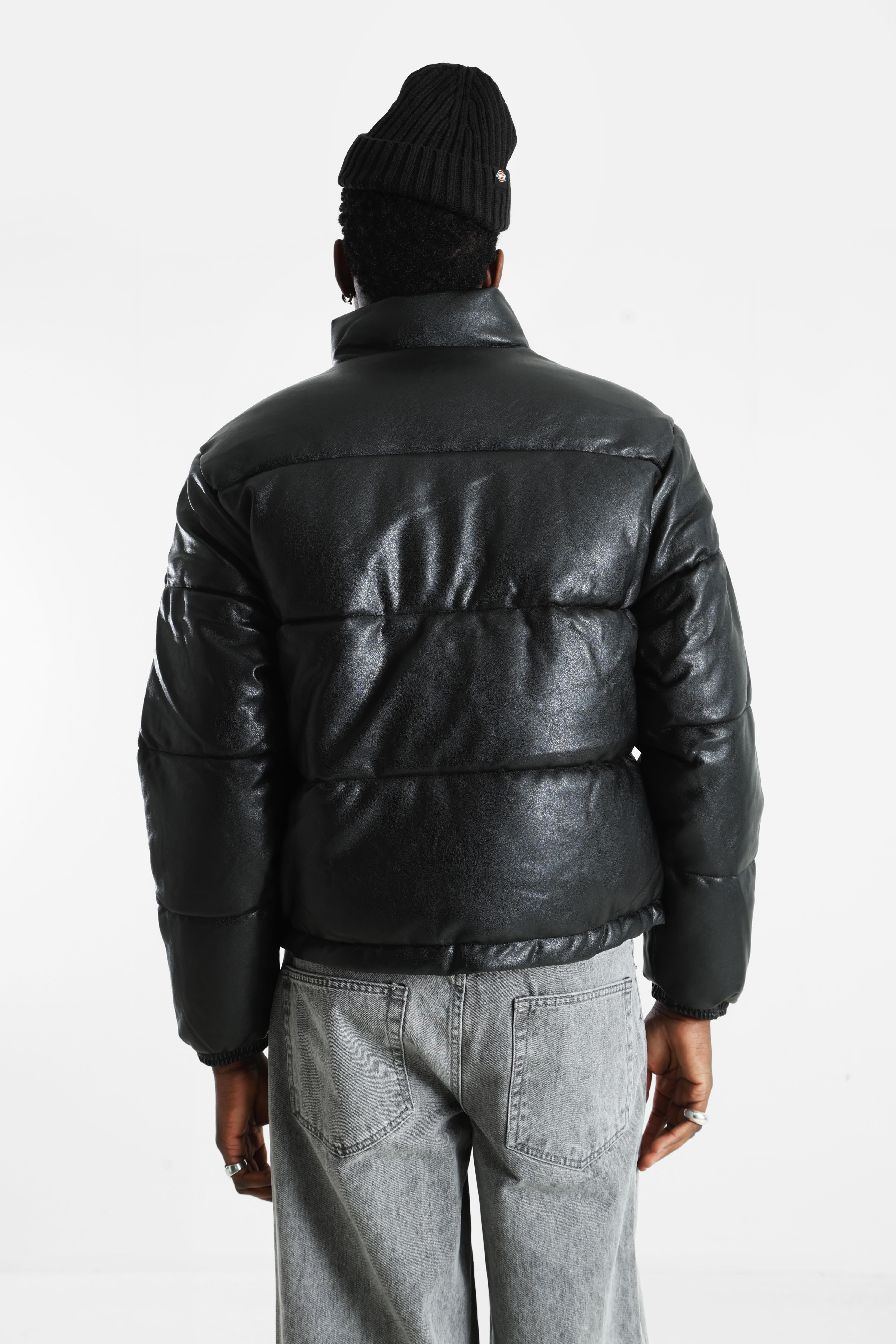 Veste matelassée en similicuir - Black